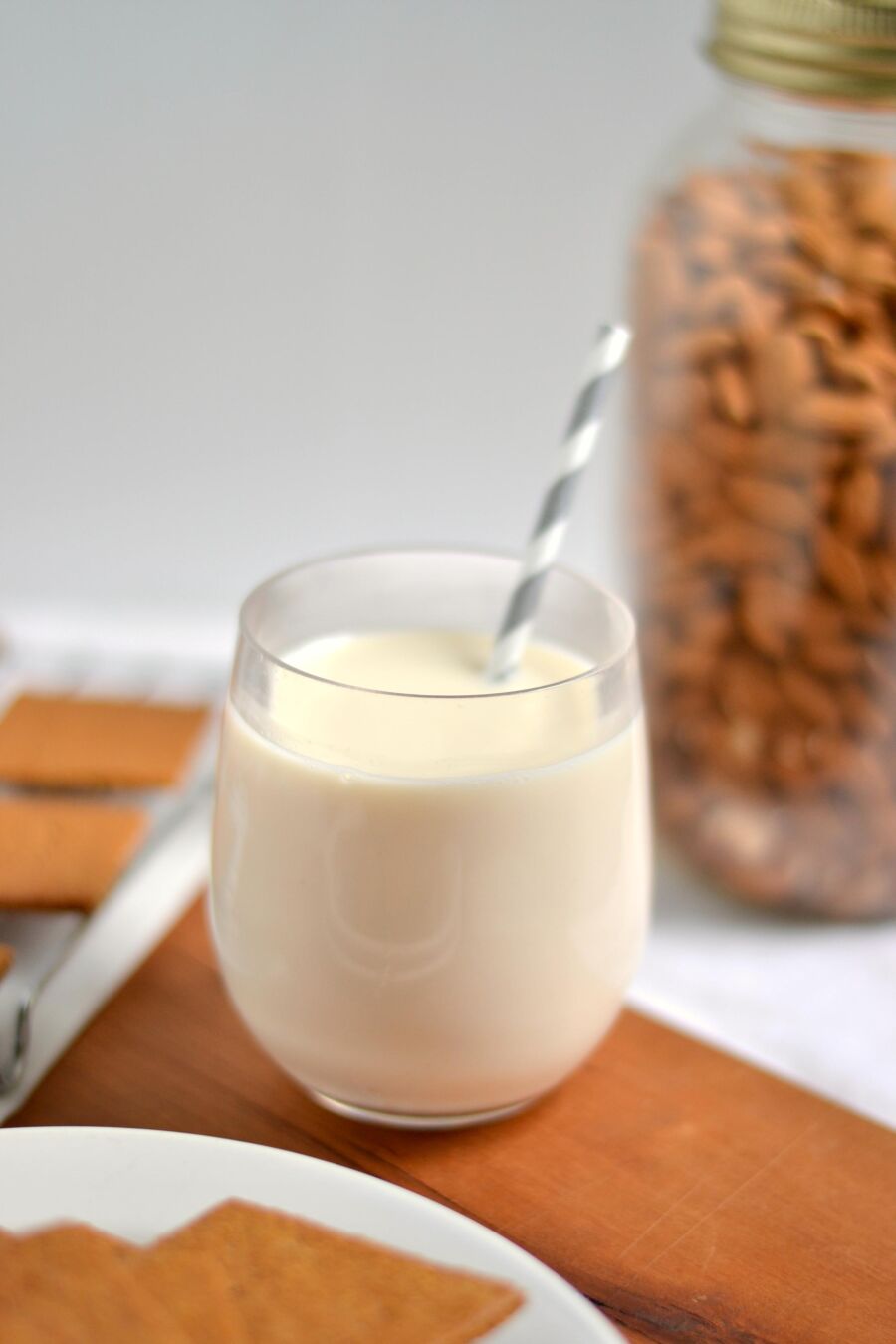 An alternate milk with a straw.
